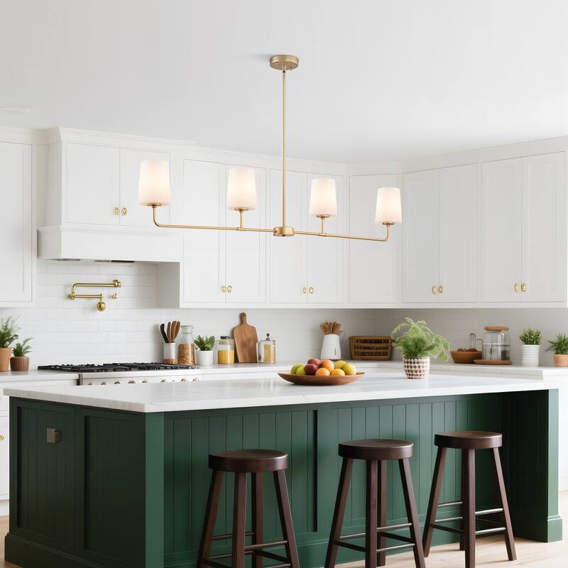 Starsky 4-Light Transitional Linear Pendant Light with Opal Glass Shades