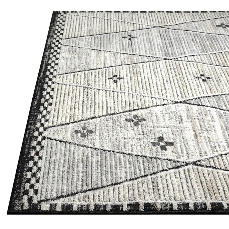 Abani Viva VIV150A Cream Grey Farmhouse Area Rug