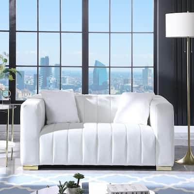 62.6" Modern 2-seater Velvet Channel Loveseat Sofa