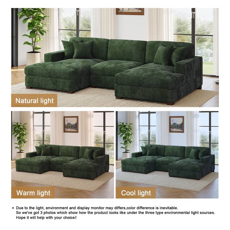 Modern Upholstered Chenille Modular Sectional Sofa with 2 Chaise