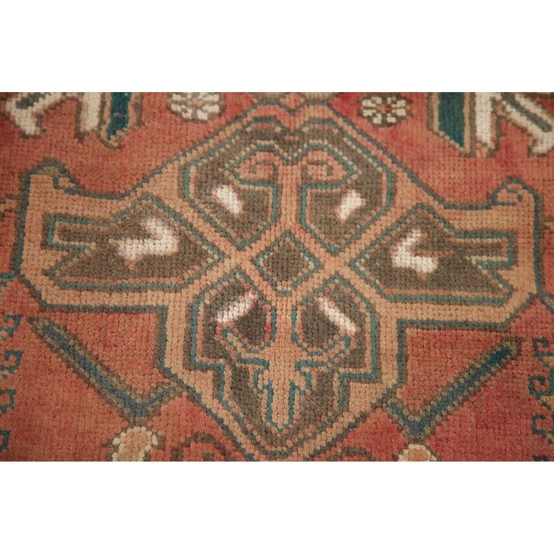 Hand Knotted Oriental 100% Wool Carpet Traditional Medallion Coral Heriz Area Rug - 10' 6'' X 7' 6''