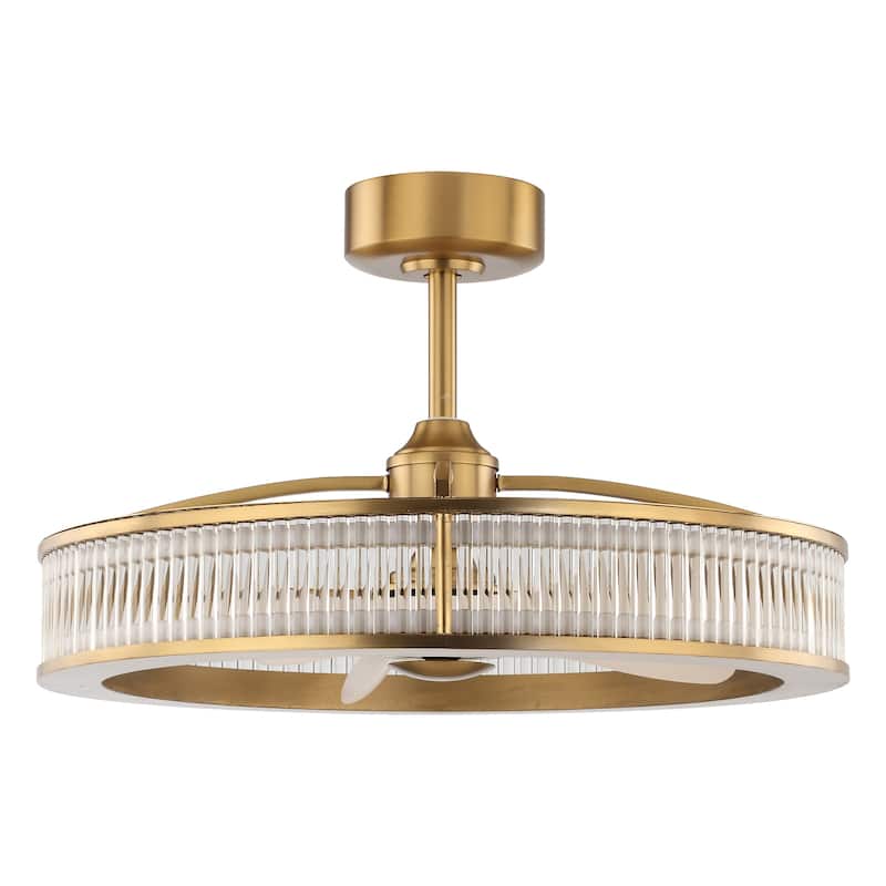 Perimost 29" Modern Gold Crystal Chandelier Ceiling Fan with Light and Remote