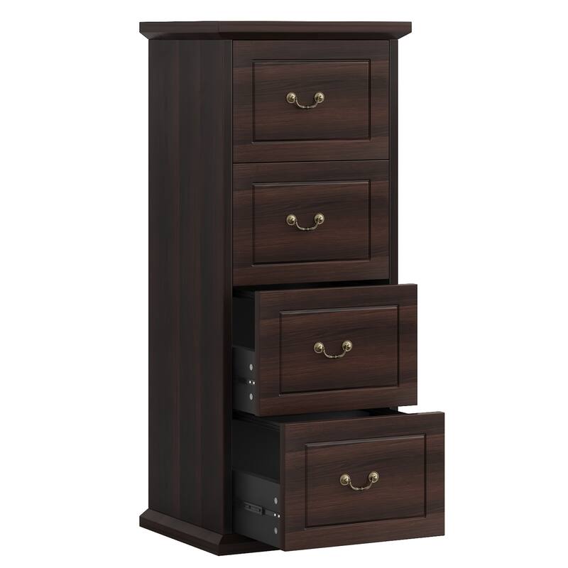 Wood File Cabinet, Tall Filing Storage Printer Stand for A4/Letter/Legal Size, Home Office Document Accent Cabinet