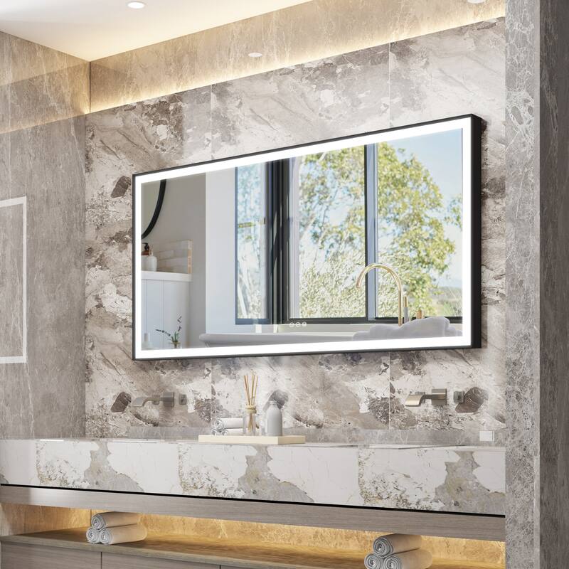 Wall Mounted Bathroom Heavy Duty Framed LED Mirror With bright light And And Memory Function