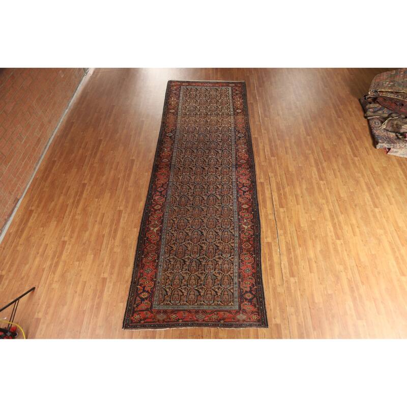 Hand Knotted Oriental 100% Wool Carpet Traditional Geometric Oranges & Rust Senneh Runner Rug - 15' 11'' X 5' 2''