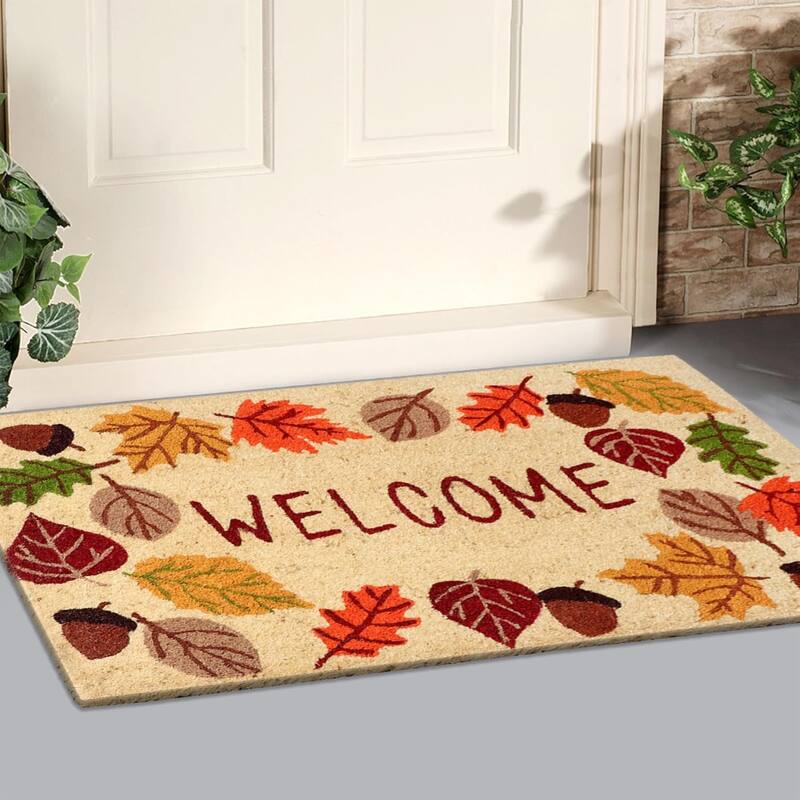 A1HC Natural Coco Coir Door Mat with Heavy Duty Non-Slip PVC Backing - 18" x 30" - Easy to Clean