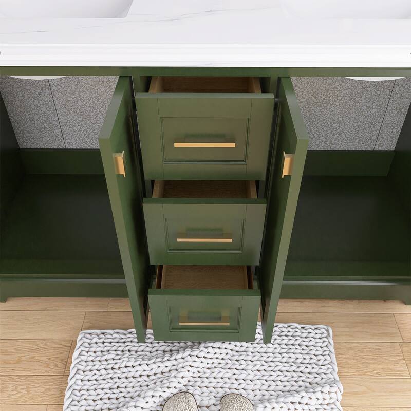 60/72 Inches Plywood Freestanding Bathroom Vanity Set with Drawer and Ceramic Sink