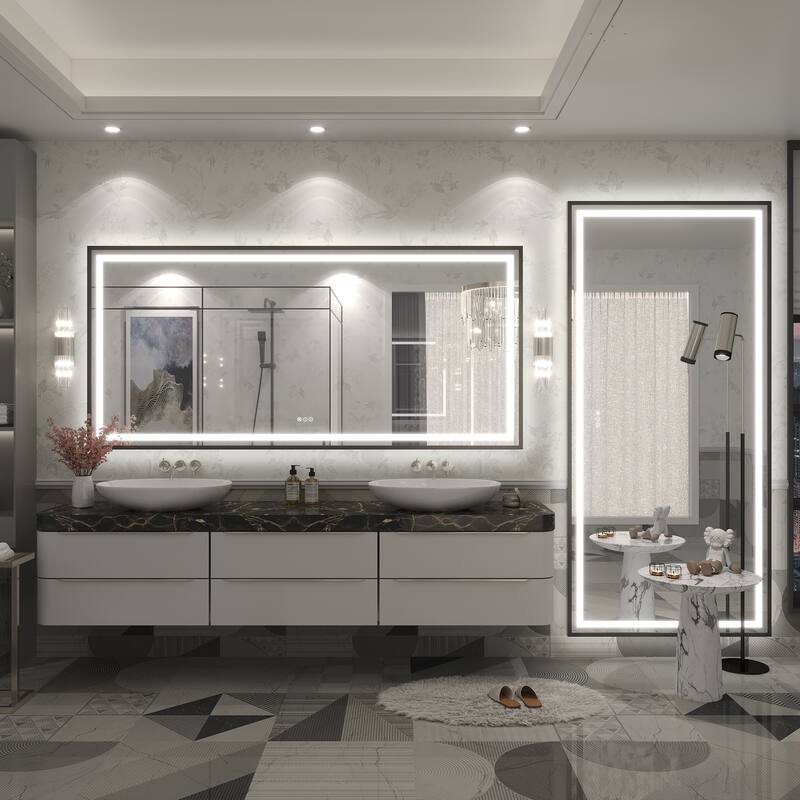 KIOTEE 24V Ultra-Bright LED Bathroom Mirror, Anti-Fog, Tempered Glass