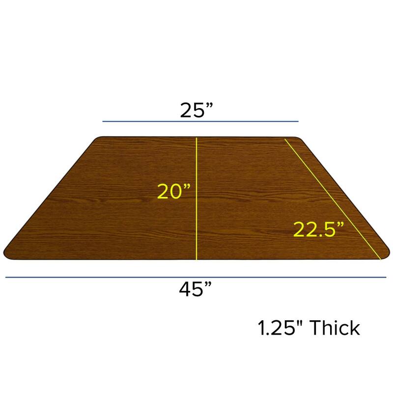 Mobile 22.5''W x 45''L Trapezoid HP Laminate Activity Table - Adjustable Legs