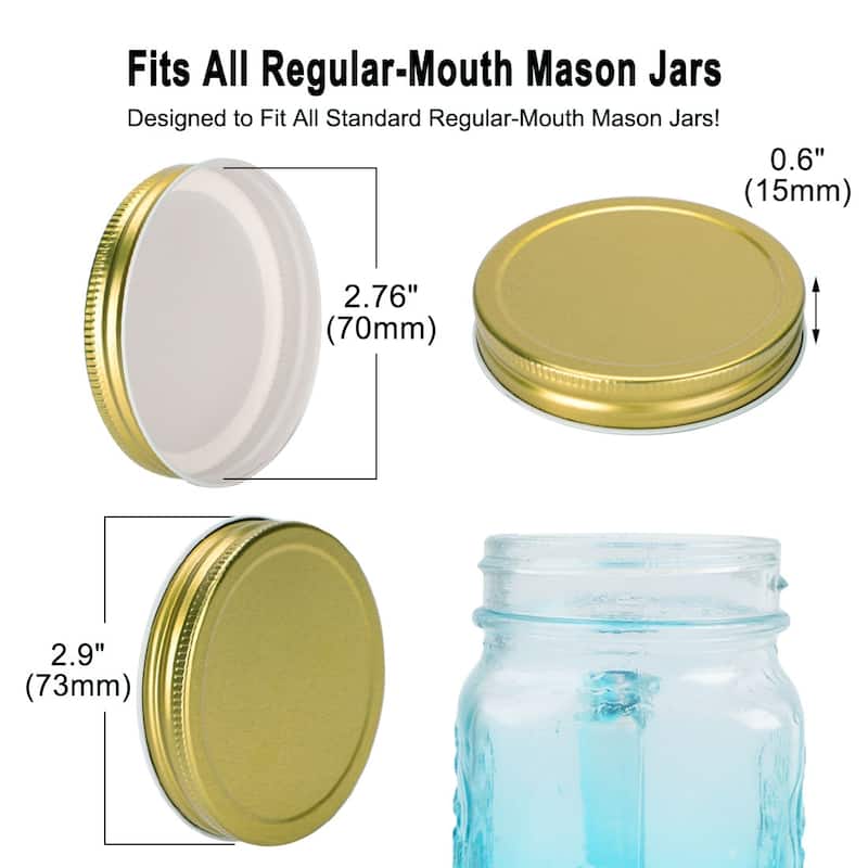 Iron Regular Mouth Mason Jar Lids with Sealing Rings Food Storage Caps