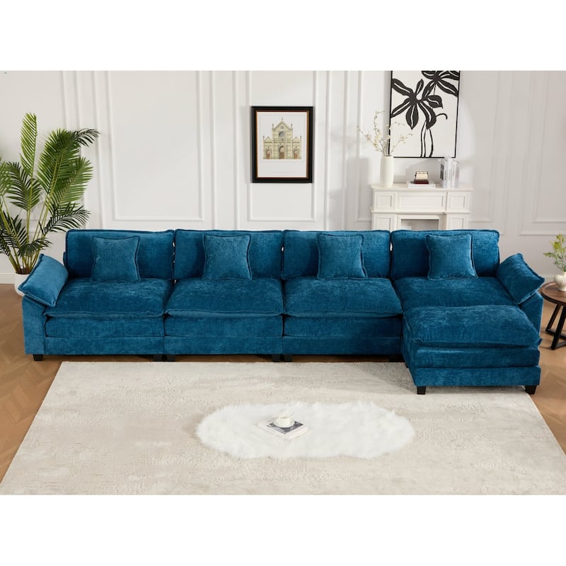 GDF Studio - Sandy Comfort Modern Upholstered Sectional Sofa with Double-Layer Chenille Cushions