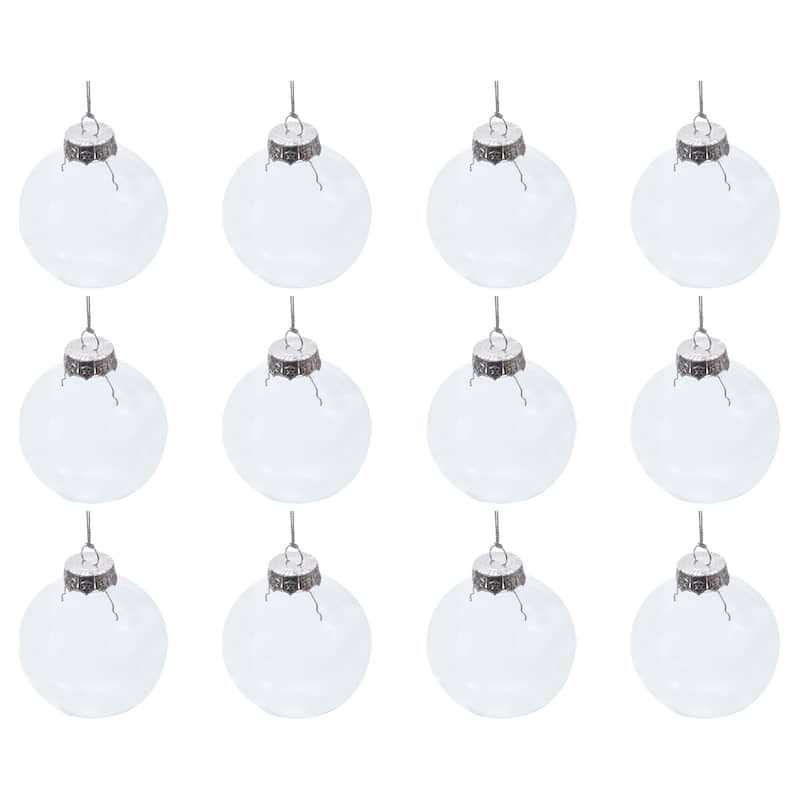 12Pcs Clear Plastic Ornaments Balls with 30cm Rope