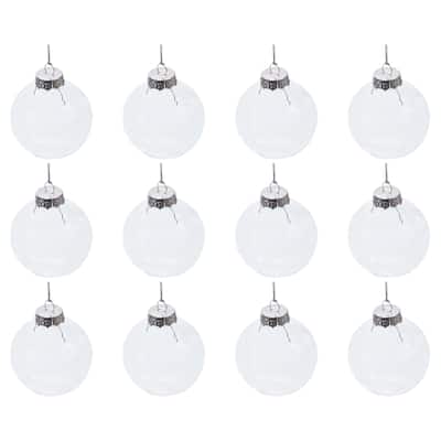 12Pcs Clear Plastic Ornaments Balls with 30cm Rope