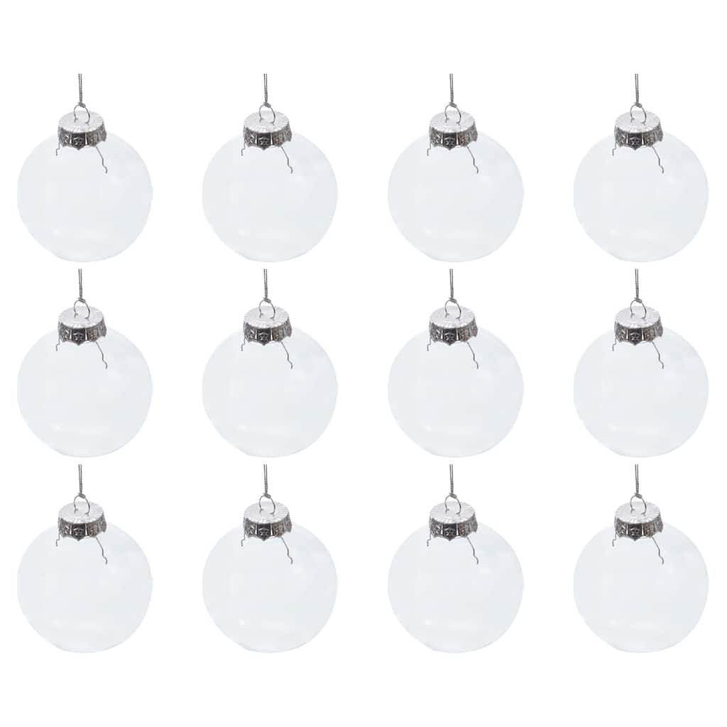 12Pcs Clear Plastic Ornaments Balls with 30cm Rope