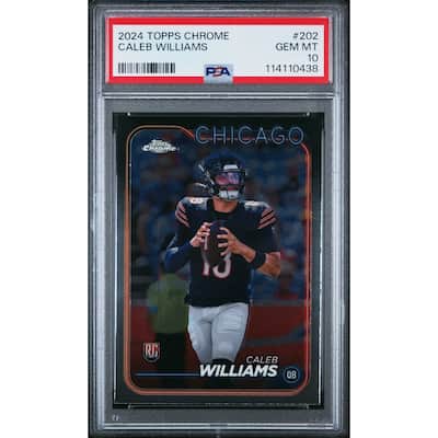 Caleb Williams 2024 Topps Chrome Football Rookie Card #202 Graded PSA 10 Cert # 114110438 - 8' x 11'