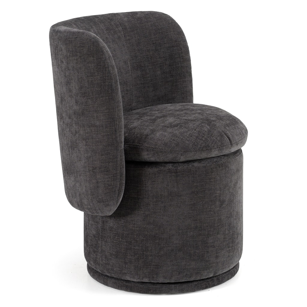 Divani Casa Norris Modern Dark Grey Fabric Swivel Dining Chair