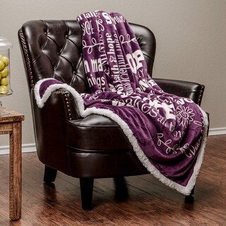 Chanasya Faux Fur Hope Faith Gift Throw Blanket With Reversible Sherpa