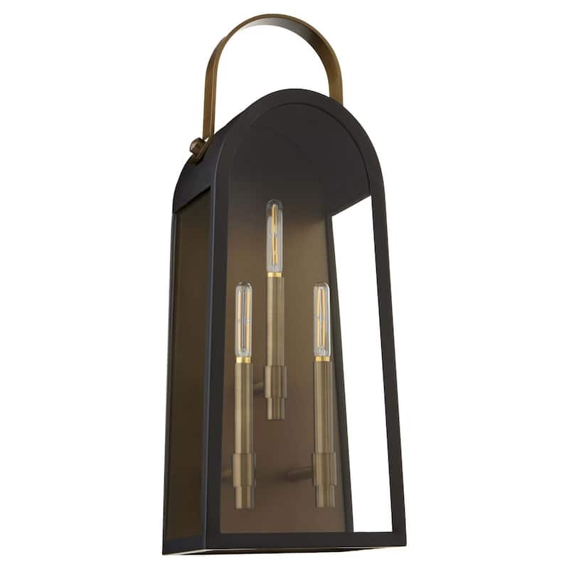 Quorum International 72-25 Arpeggio 3 Light 25" Tall Outdoor Wall - Matte Black w/ Aged Copper