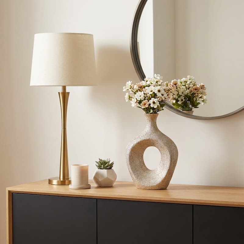Modern Oval Ceramic Table Vase Cut-Out Design