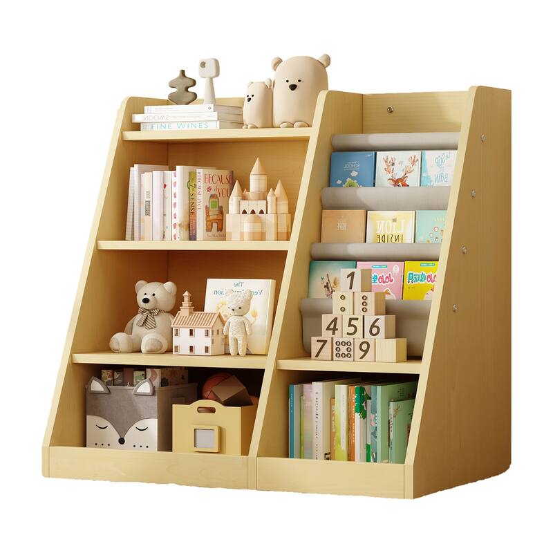Wooden Toy Storage Organizer Cabinet Natural/ Wood Kids Bookshelf Children Bookcase