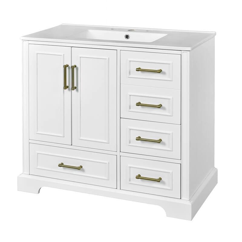 Exquisite Traditional Bathroom Vanity with Premium Ceramics Sink and Ample Storage