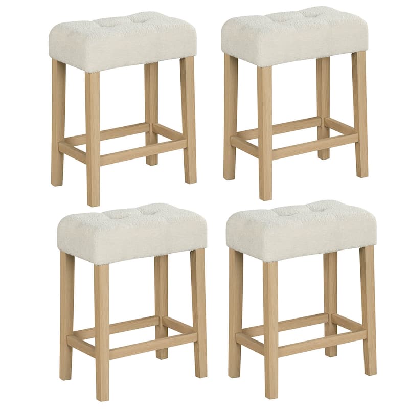 Costway Counter Height Bar Stools Set of 2/4 with Rubber Wood Legs - See Details