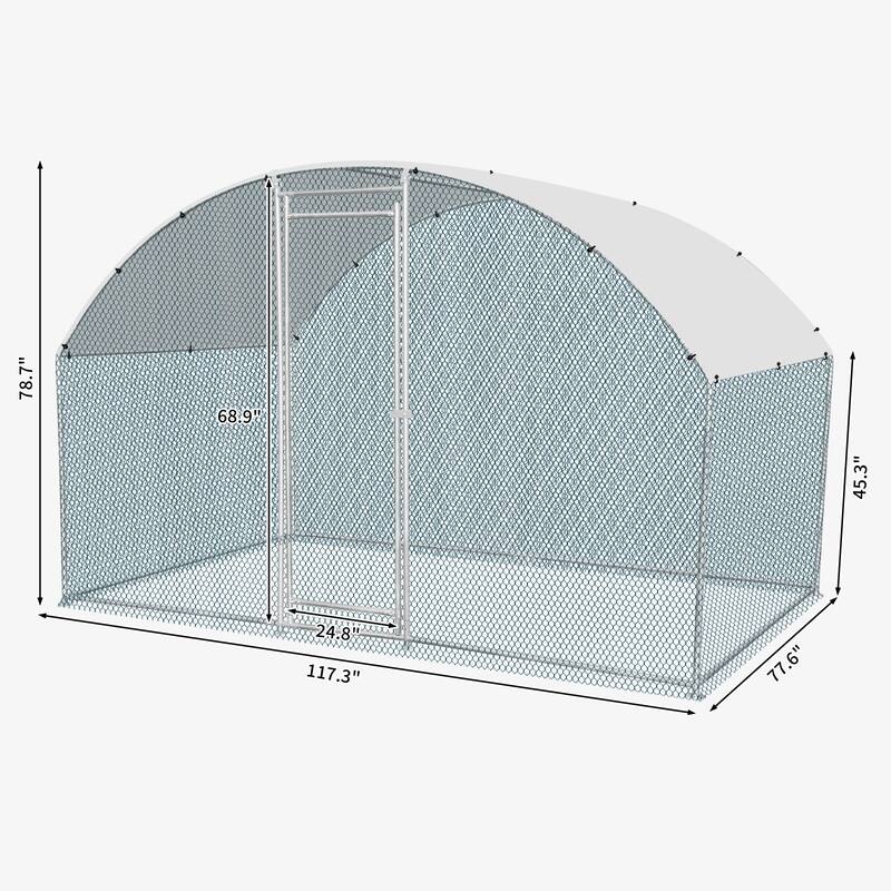 6.5 x 10 ft Metal Chicken Coop, Walk-in Poultry Cage for Backyard