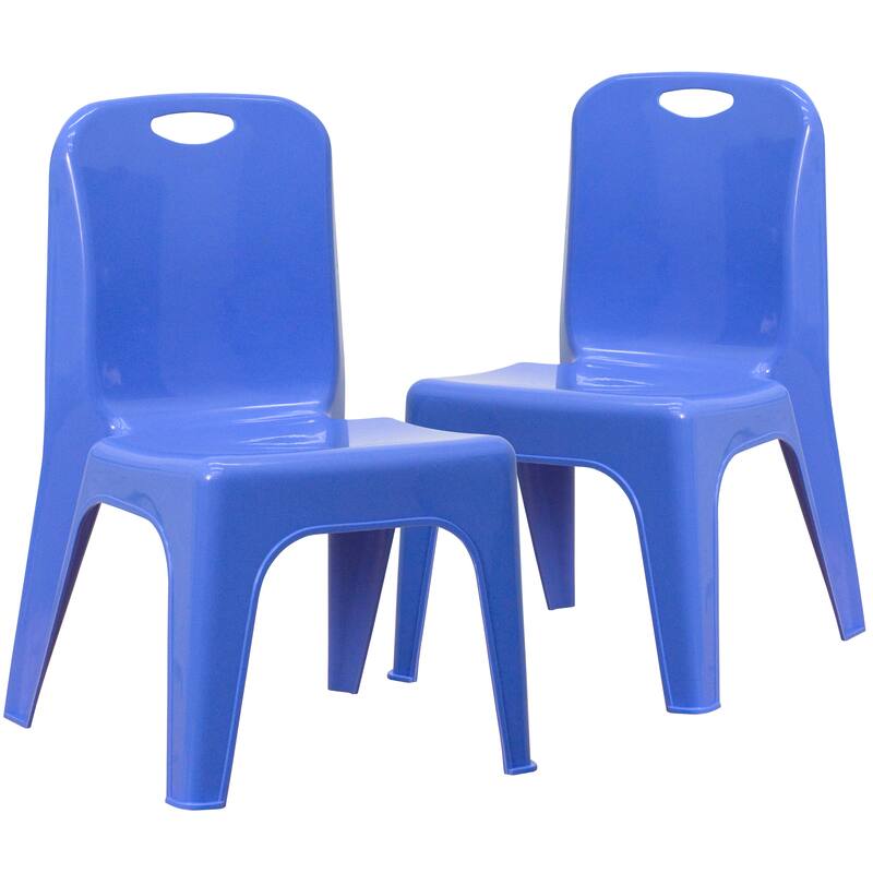 2 Pack Plastic Stackable School Chair with Carrying Handle and 11"H Seat