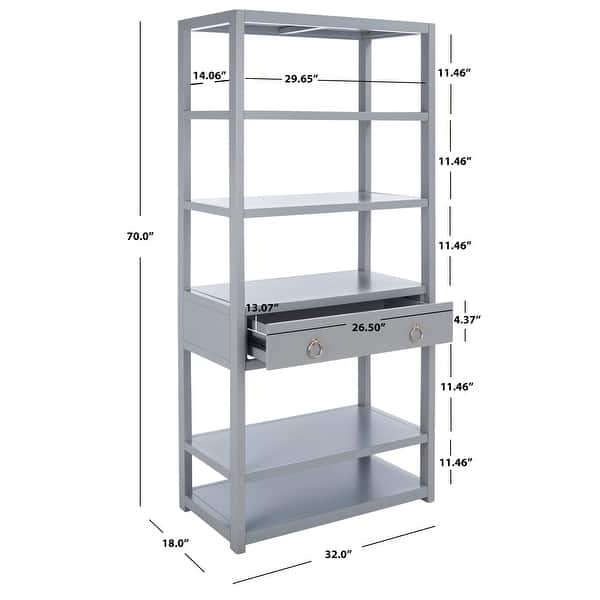SAFAVIEH Johni 1-Drawer 5-Shelf Etagere Bookcase. - 32"W x 18"D x 70"H