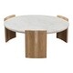 preview thumbnail 2 of 1, Aurelle Home Art Deco Curved Leg Marble Top Round Coffee Table