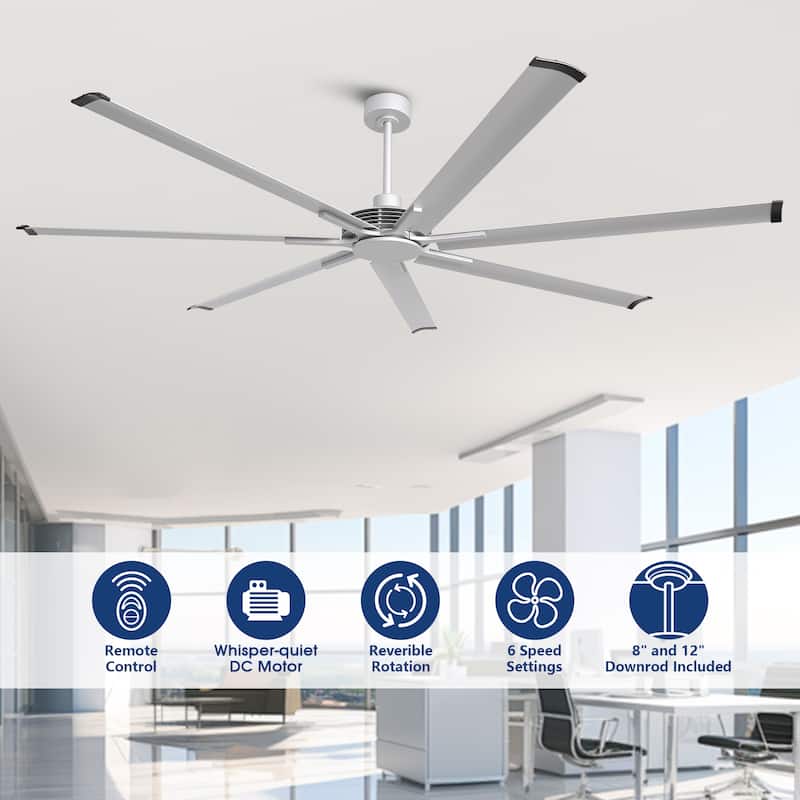 84" Industrial Aluminum Warehouse Black Extra Large Ceiling Fan with Remote