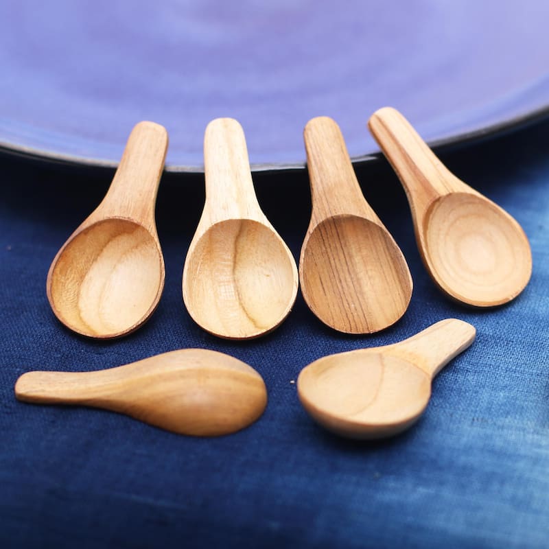 Novica Handmade Healthy Meal Teak Wood Scoops (Set Of 6)