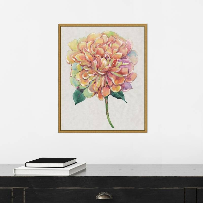 Multicolor Floral Peony I by Tim O'Toole (16 x 20 in.), Framed Canvas Wall Art Print - Sylvie Gold