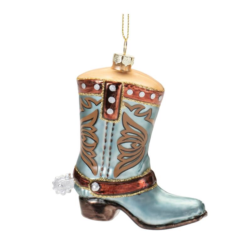 Cowboy Boot Glass Christmas Ornaments - 4.25" - 6ct