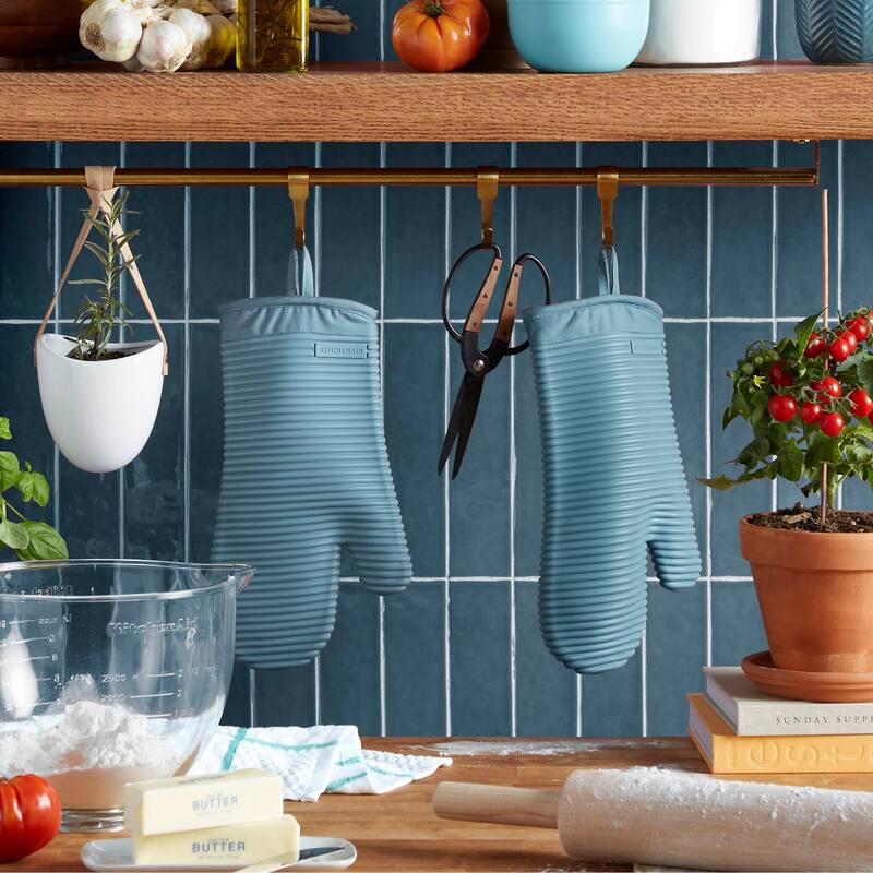 KitchenAid Ribbed Soft Silicone Oven Mitt 2-Pack Set, 7.5"x13"