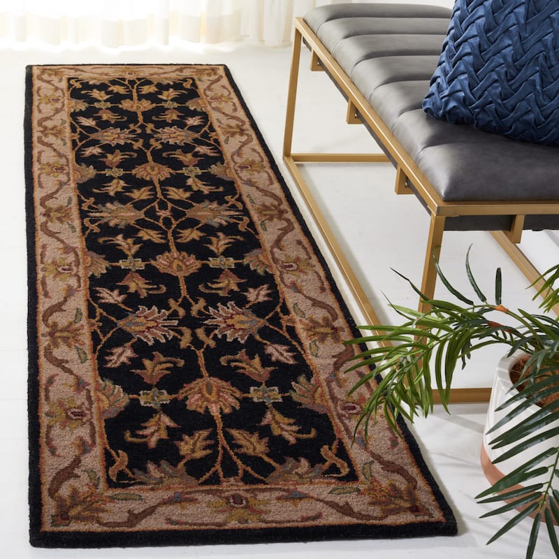 SAFAVIEH Handmade Heritage Lion Traditional Oriental Wool Rug - 2'3" x 8' Runner - Black/Beige