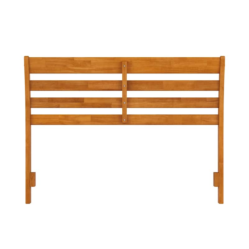 Solid Wood Headboard Full Size - Charger Bed Frame Attachment - Light Toffee Finish