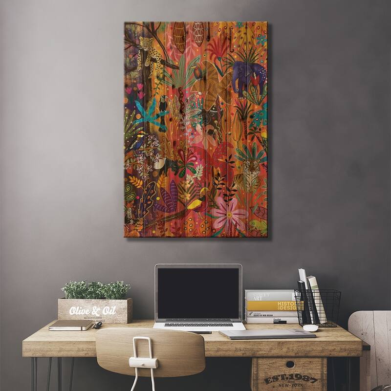 Welcome To Paradise Print On Wood by Magali Modoux - Multi-Color