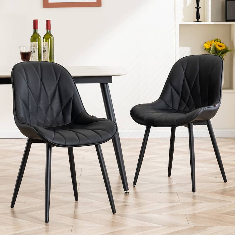 Upholstered Dining Chairs Set of 2 Modern Kitchen Chairs - Black