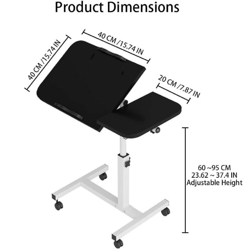 Height Adjustable Mobile Laptop Computer Table, Desk