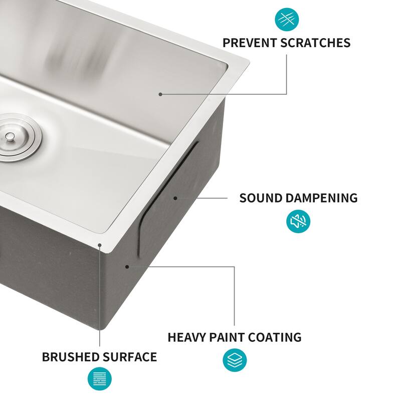 Undermount Kitchen Sink Stainless Steel 16 Gauge Deep Single Bowl Sink