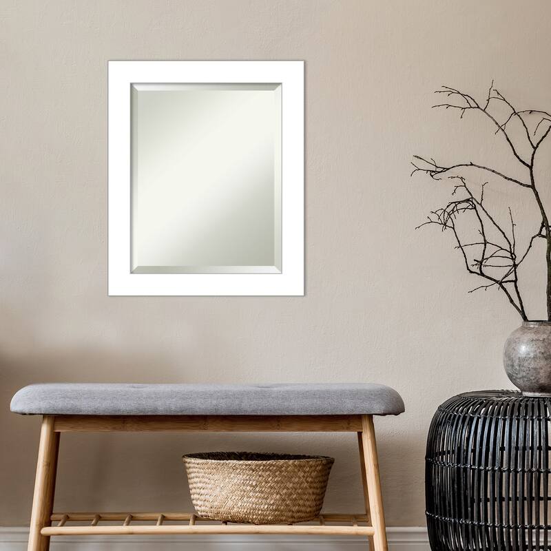Beveled Wall Mirror - Wedge White Frame - Wedge White