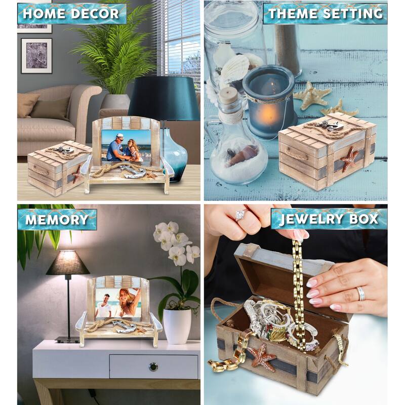 CoTa Global Neptune Beach Chair Photo Frame and Wooden Jewelry Box