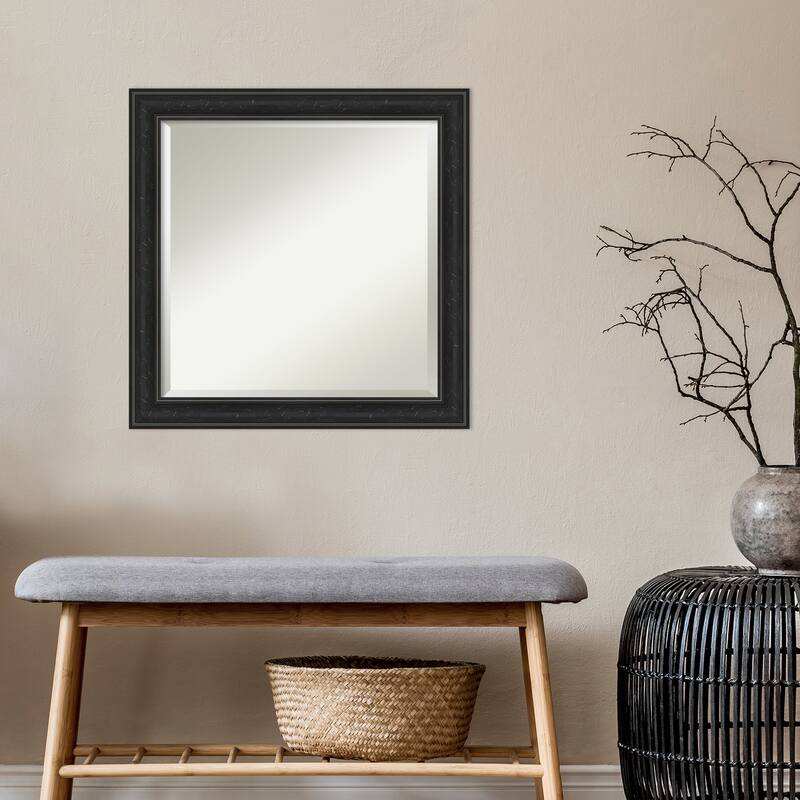 Beveled Wall Mirror - Shipwreck Black Narrow Frame