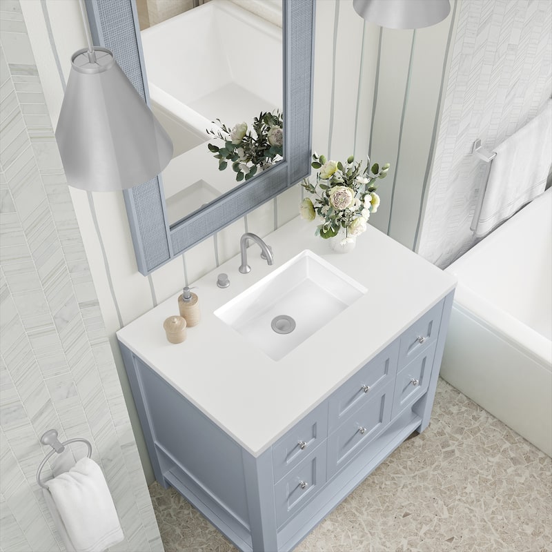 Breckenridge 36" Single Vanity, Serenity Blue - 36 - White Zeus - Wide