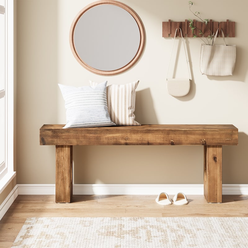 47" Long Solid Wood Shoe Bench