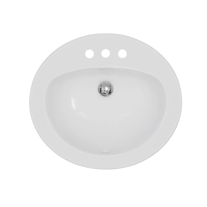 Karran Valera 21" Oval Top Mount Vitreous China Bathroom Sink in White