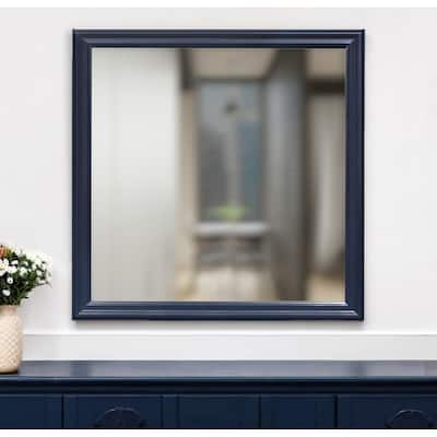 HomeRoots 38" Blue Square Wood Framed Accent Mirror - 38.19' X '38.19' X '1