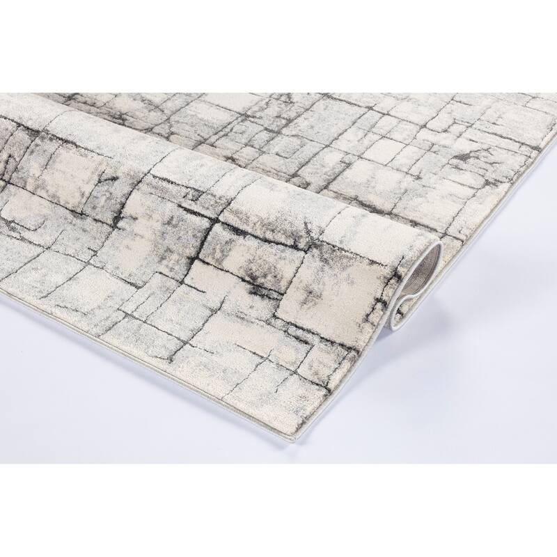 Intense Collection Transitional Light Grey/Bone Abstract Area Rug