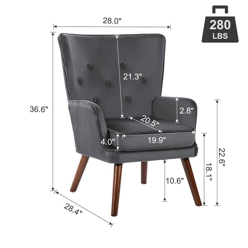 Velvet Upholstered Accent Chair Armchair for Living Room